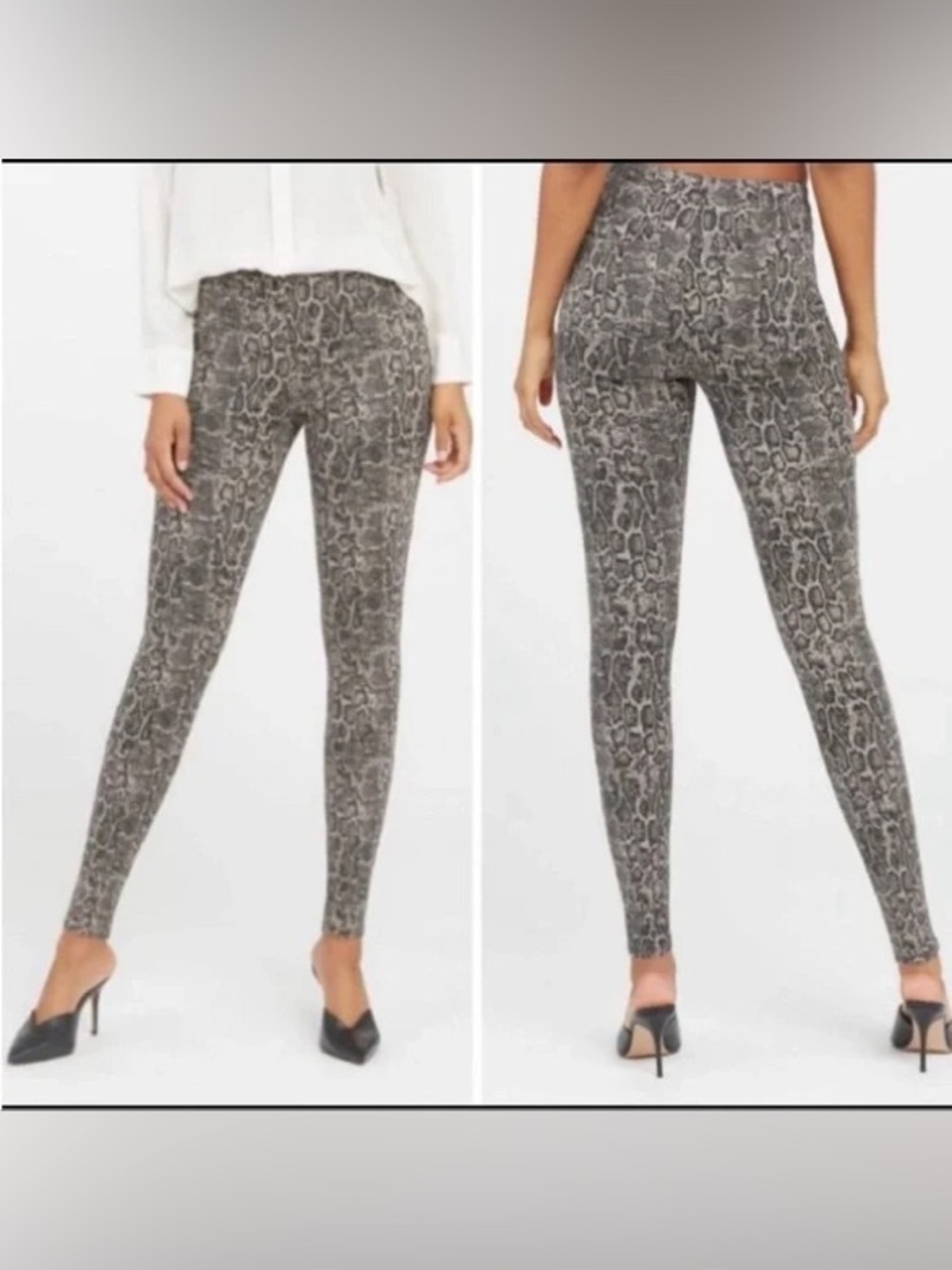 SPANX Jean-ish Ankle Leggins Snakeskin Print Sz S